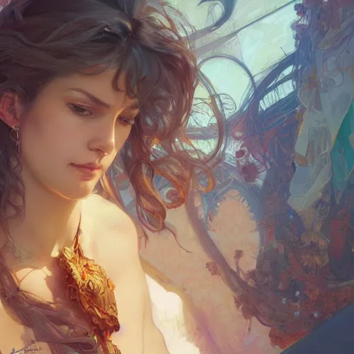 Prompt: how does it feel to fall in love, highly detailed, digital painting, artstation, concept art, sharp focus, illustration, art by artgerm and greg rutkowski and alphonse mucha