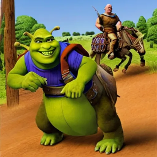 Shrek Fighting Knights