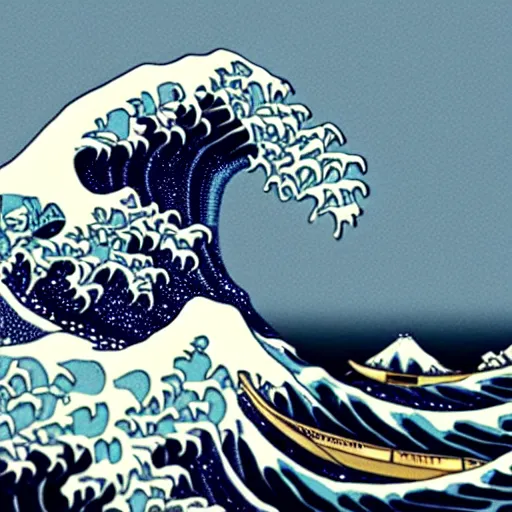 Image similar to The Great Wave as a bowl of ramen,