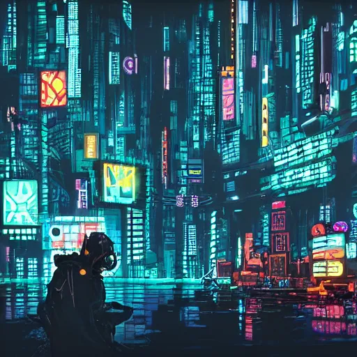 Image similar to 🤔 in the style of cyberpunk