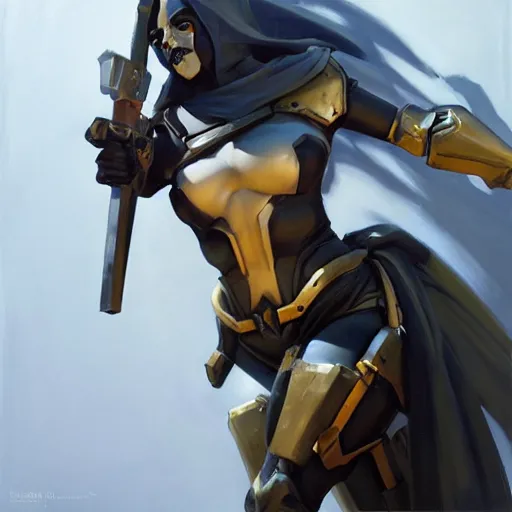 Image similar to greg manchess portrait painting of partially armored lady death as overwatch character, medium shot, asymmetrical, profile picture, organic painting, sunny day, matte painting, bold shapes, hard edges, street art, trending on artstation, by huang guangjian and gil elvgren and sachin teng