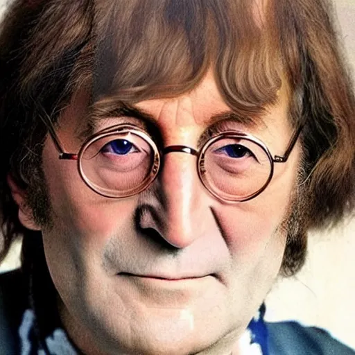 Image similar to A colored colorized real photograph of old John Lennon as an old man in his eighties with short hair in the 2010s, Old John Lennon, taken in the early 2020s, taken on a 2010s Camera, realistic, hyperrealistic, very realistic, very very realistic, highly detailed, very detailed, extremely detailed, detailed, digital art, trending on artstation, headshot and bodyshot, detailed face, very detailed face, very detailed face, real, real world, in real life, realism, HD Quality, 8k resolution, intricate details, colorized photograph, colorized photo, John Lennon as an old man with short hair, old John Lennon, old man John Lennon