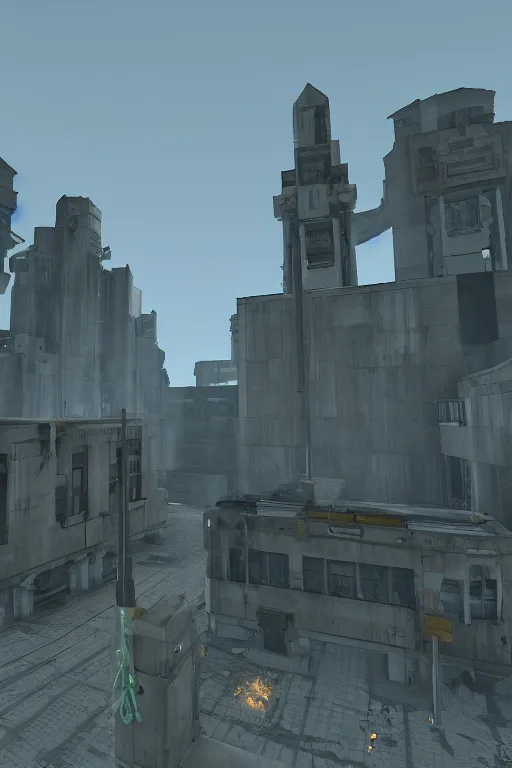Prompt: Combine Citadel from Half Life 2 in a utopian setting, rendered in unreal engine 5