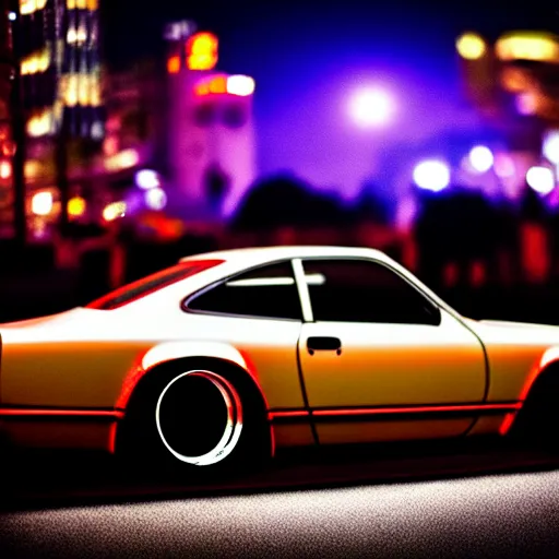 Image similar to a car S30 turbo drift at illegal car meet, Kanagawa prefecture, midnight mist lights, cinematic color, photorealistic, highly detailed wheels, highly detailed