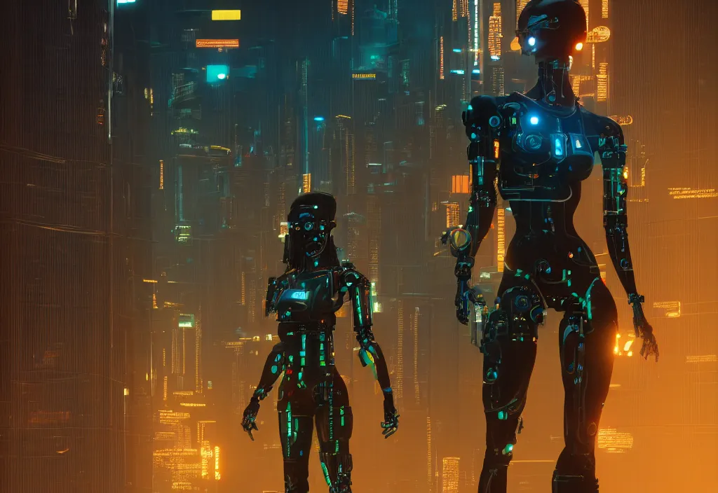 Prompt: shot of film by cyberpunk syle, human like a cyborg full body in detailed data center, character design, complementary color, golden ratio, detailed, sharp lines, trending on artstation, volumetric lighting, by yoichi hatakenaka, by masamune shirow, by josan gonzales, octane render