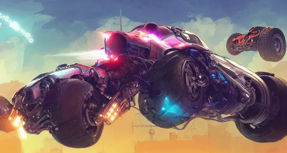 Image similar to cybersteam rollcage racer vehicule tank concept design mad max cars super rocket league global illumination ray tracing hdr chromed reflexion, gta 5 comics official fanart artstation by jesper ejsing, by rhads, makoto shinkai and lois van baarle, ilya kuvshinov, ossdraws, by feng zhu