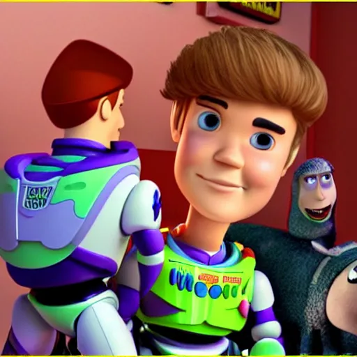 Image similar to justin bieber in pixar's toy story