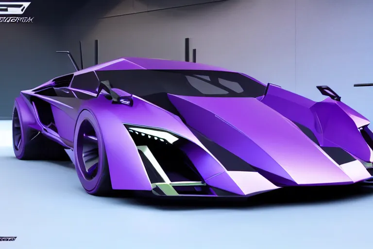 Prompt: cyberpunk purple lamborghini concept inspired sports car, futuristic look, highly detailed body, very expensive, photorealistic camera shot, bright studio setting, studio lighting, crisp quality and light reflections, unreal engine 5 quality render