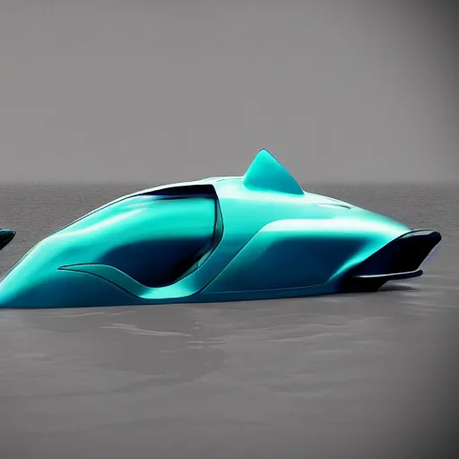 Image similar to futuristic concept car shaped like a shark, 8k, high resolution, shiny, wet