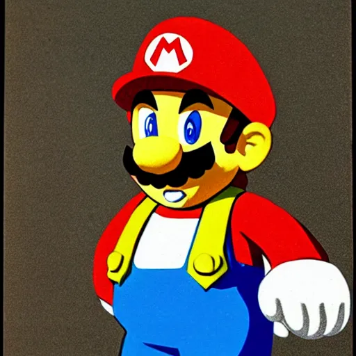 Image similar to color lithograph of super mario by adolphe millot