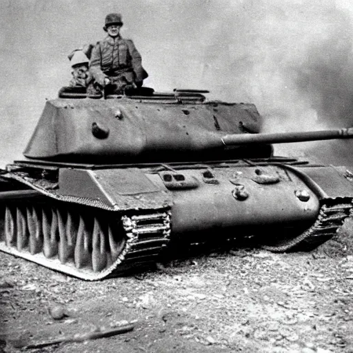 Prompt: classic world war 1 photo of an experimental tanks made by oppenheimer, ornate, radioactive,