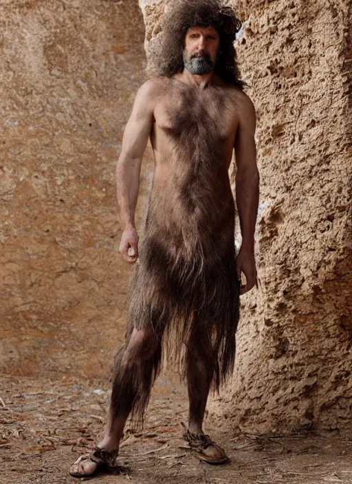 Prompt: caveman wearing clothes designed by Carol Christian Poell