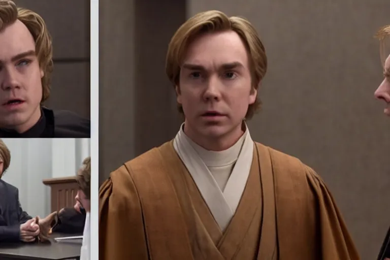 Image similar to anakin skywalker talking to jimmy mcgill in court, us court, 1 0 8 0 p, court session images, realistic faces