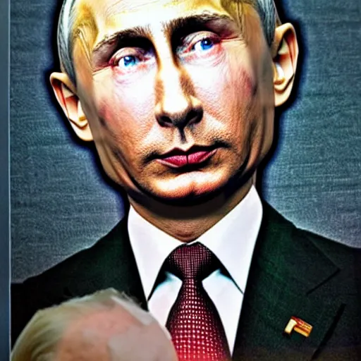 Image similar to uhd hyperrealistic submarine sandwich with vladimir putin's face on it. photo by annie leibowitz.