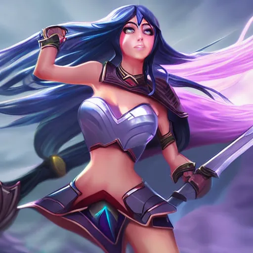 Image similar to digital art of Irelia from League of Legends, action pose, WLOP, extremely detailed