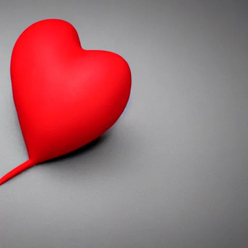 Image similar to 3d render of a badly formed red putty heart shape in the middle of a gray sheet of paper