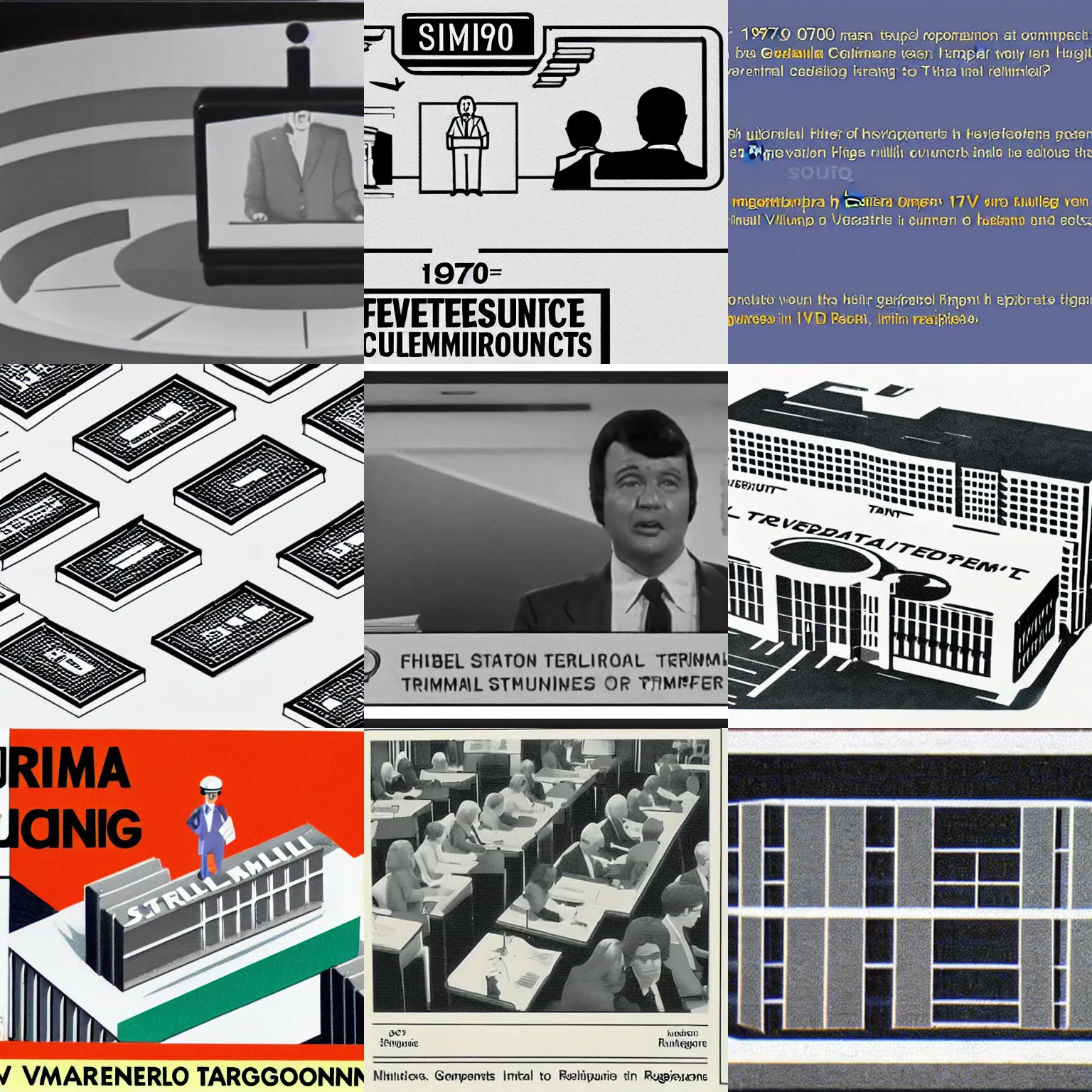 Prompt: 1970s VHS government federal instructional video for human resources training with simple minimalist isometric diagrams