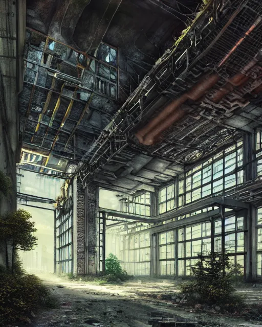 Prompt: a beautiful photorealistic illustration of unknown backroom level industrial architecture unfinished building nature city architecture urbex building by albrecht durer, postcyberpunk futuristic magic realism nature gem otherworldly universe, archdaily, wallpaper, highly detailed, trending on artstation.