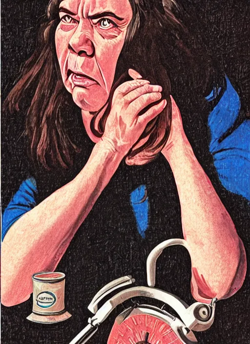 Image similar to Illustration of Annie Wilkes from Misery (1990) by Bill Medcalf, detailed