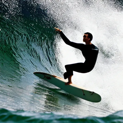 Image similar to mr bean catching a wave, cover of surfer magazine, july 2 0 1 1