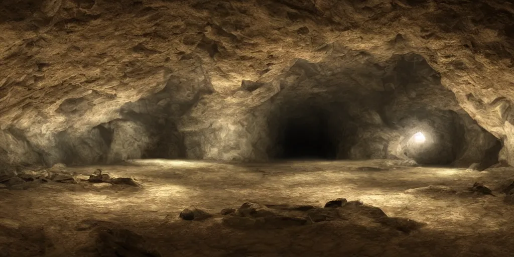 Image similar to beautiful matte painting of the inside of a cave