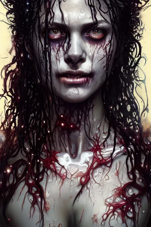 Prompt: beautiful full body portrait of walking dead zombie, hair soaked, by terry o'neill intricate, elegant, highly detailed, digital painting, glowing skin, artstation, concept art, soft, sharp focus, bright lighting, illustration, art by artgerm and greg rutkowski and alphonse mucha, 8 k