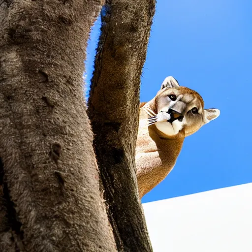 Image similar to looking up at a tall cougar