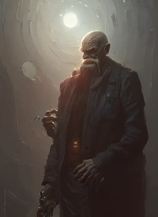 Image similar to evil old man cyborg by anna podedworna, bayard wu, greg rutkowski