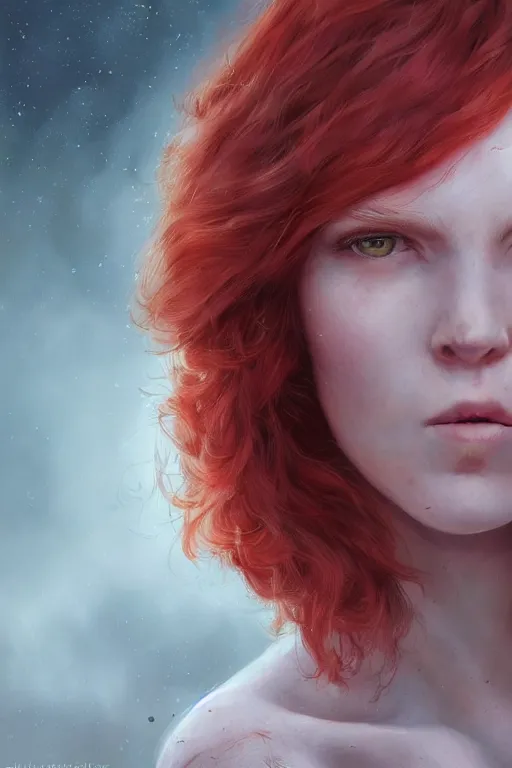 Image similar to ultra realistic style illustration of a beautiful cute red haired joyful 1 9 year old teen, full portrait, long hair, sci - fi, fantasy, intricate, elegant, digital painting, artstation, concept art, smooth, sharp focus, 8 k frostbite 3 engine, ultra detailed, art by artgerm and greg rutkowski and magali villeneuve