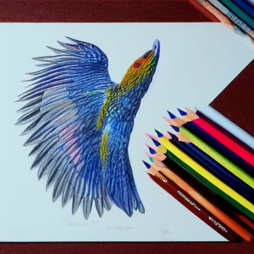 Image similar to Colored pencil art on paper, highly detailed, artstation, PrismaColor