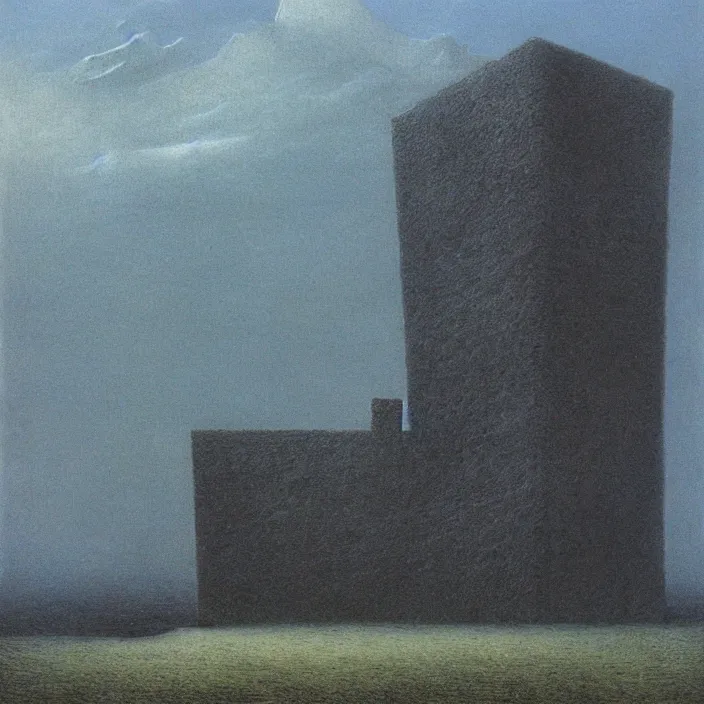 a building in a landscape, by zdzislaw beksinski | Stable Diffusion