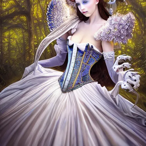 Prompt: A masterpiece ultrarealistic ultradetailed portrait of a Incredibly beautiful angel armored princess knight IN INCREDIBLE FEARFUL sharp poisoned GAS MASK WITH FLOWERS and swarovski crystals. baroque renaissance. in the forest. White amazing corset. medium shot, intricate, elegant, highly detailed. trending on artstation, digital art, by Stanley Artgerm Lau, WLOP, Rossdraws, James Jean, Andrei Riabovitchev, Marc Simonetti, Yoshitaka Amano. background by James Jean and Gustav Klimt, light by Julie Bell, 4k, porcelain skin. BY ZDIZISLAW BEKSINSKI Cinematic concept art