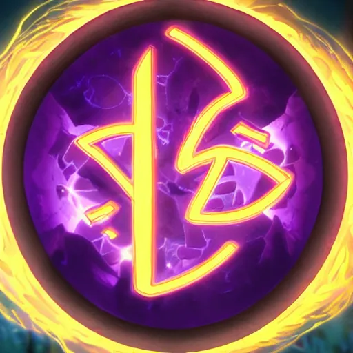 Prompt: purple magic mana symbol, powerful epic legends game icon stylized digital illustration radiating a glowing aura global illumination ray tracing hdr fanart arstation by ian pesty and katarzyna bek - chmiel