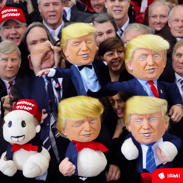 Image similar to donald trump, an plush of donald trump, plush, detailed product photo, detailed and well - designed