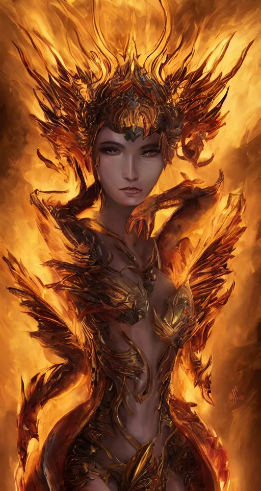 Image similar to 3/4 body portrait of the firedragon queen by artgerm, Dragon in dragon lair, HD, full body dragon concept, flying dragon, Human body with dragon features, beautiful queen, perfect face, fantasy, intricate, elegant, highly detailed, digital painting, artstation, concept art, smooth, sharp focus, illustration, ray tracing, 4k realistic 3d rendered portrait, soft shading, soft colors, relaxed colors, hyperdetailed, wide angle lens, fantasy, futuristic horror, armor style of giger