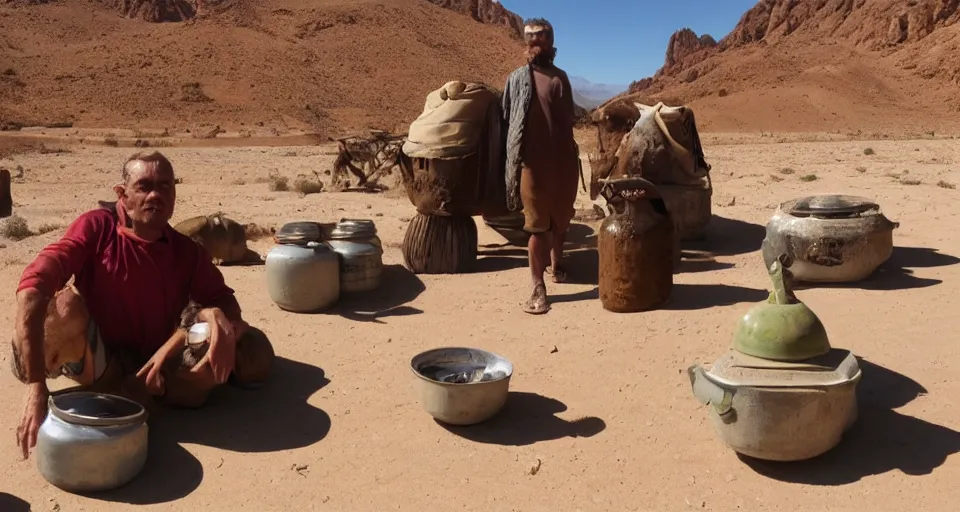 Image similar to man who sells me canteens warns me of the desert