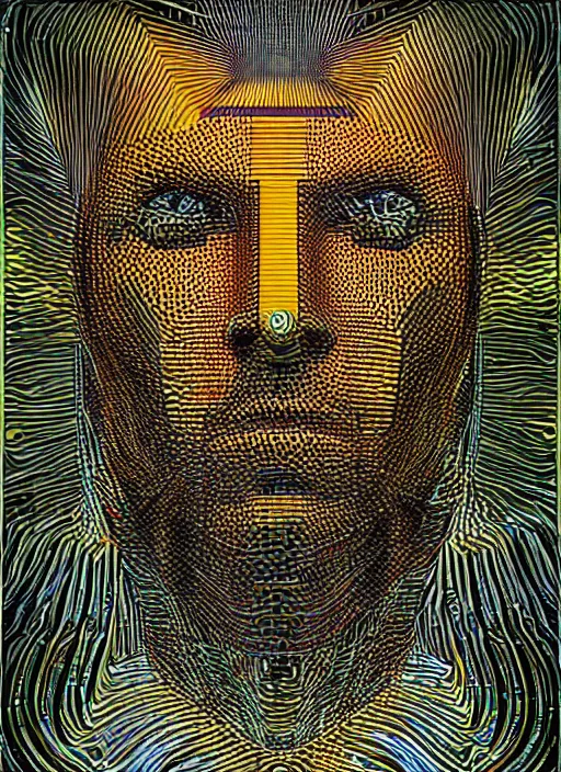 Image similar to god king of ai art, cpu gpu wafer, glitch art, notan, cyberwars by rene lalique, highly detailed, by william - adolphe bouguerea