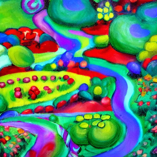 Image similar to candy land, impressionist