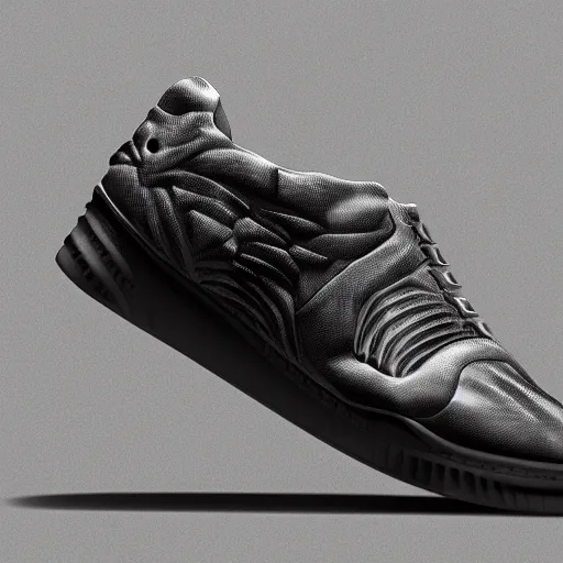 Prompt: Sneaker-shoe designed by Giger