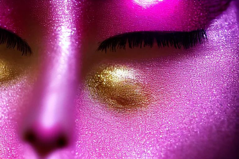 Prompt: pink diamonds fall like tears from her eyes, cinematic lighting, ray tracing, unreal engine 5, photorealistic, 8 k, uhd, extremely detailed, beautiful, elegant, intricate, foggy, golden ratio, medium close - up, perfect composition, dramatic, medium close - up, film still