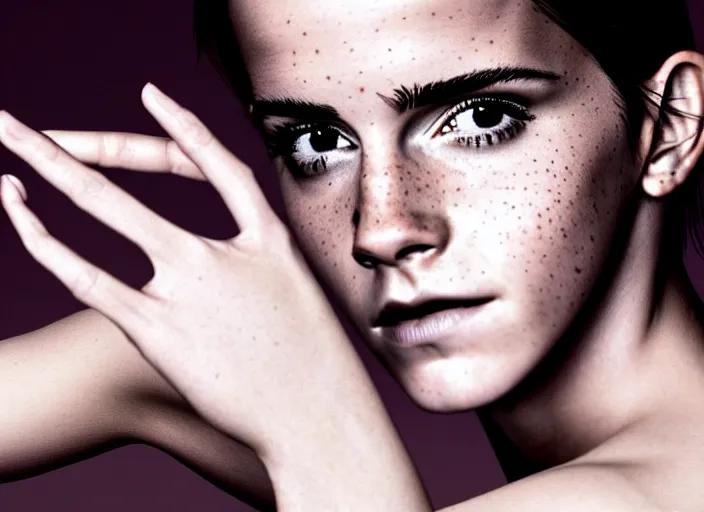 Prompt: mid shot portrait of emma watson with transparent skin, visible muscle and bones and veins and nerves and internal organs, in the style of david cronenberg, high fashion, id magazine, realistic, sharp focus, 8 k high definition, film photography, photo realistic, insanely detailed, by david kostic and stanley lau and artgerm