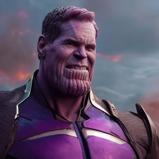 Prompt: 4K still from End Game where Thanos is smoking marijuana, smiling