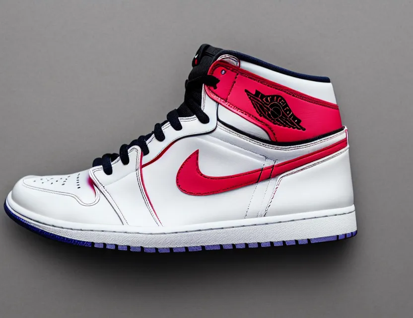 Prompt: a press photograph of nike jordan 1 chicago, size 1 0, white background