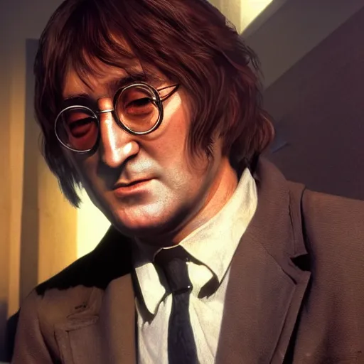 Image similar to john lennon as derek vinyard american history x, ultra realistic, concept art, intricate details, highly detailed, photorealistic, octane render, 8 k, unreal engine, art by frank frazetta, simon bisley, brom