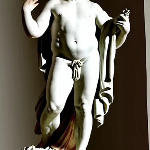 Prompt: jack black as a greek marble statue