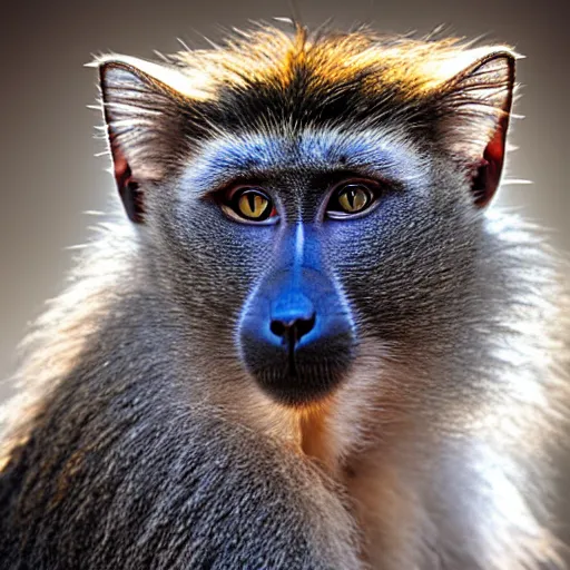 Image similar to a cat - mandrillbaboon - hybrid, animal photography