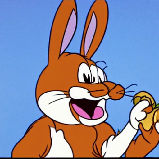 Prompt: bugs bunny being eaten by a mountain lion, animated, old cartoon style