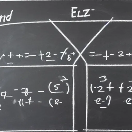 Prompt: grand unified equations and diagrams that describe all reality written in chalk on a blackboard