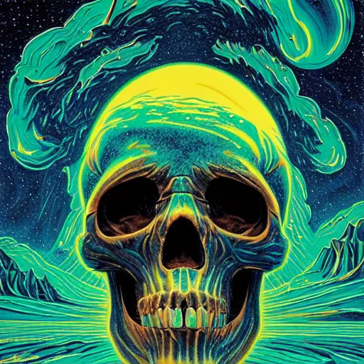 Image similar to ngc 3132 melting mysterious skull landscape by Casey Weldon, dan mumford 8k ultra high definition, upscaled, perfect composition , golden ratio, edge of the world, image credit nasa nat geo