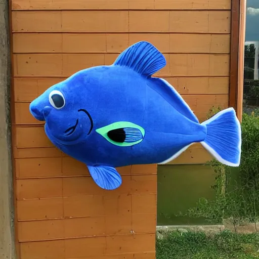 Prompt: a large Dory plush toy, realistic